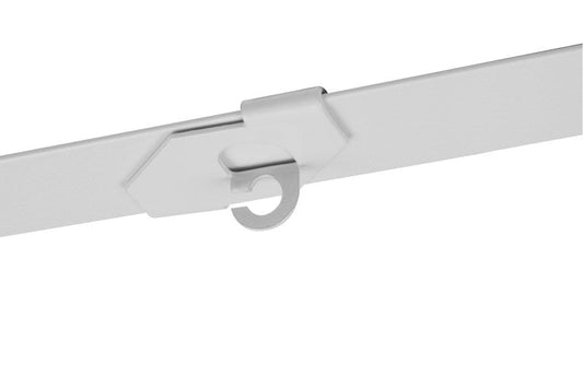 Drop ceiling hook for cord with loop; fits suspended ceilings up to 2.5 kg.