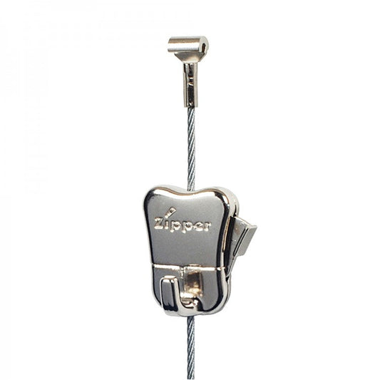 STAS cobra steel cable + zipper hook for secure picture hanging, fitting STAS rail systems.